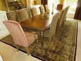 Dining Table with 4 Leafs and 10 Sherrill Chairs