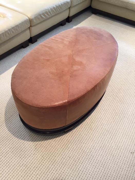 leather oval ottoman