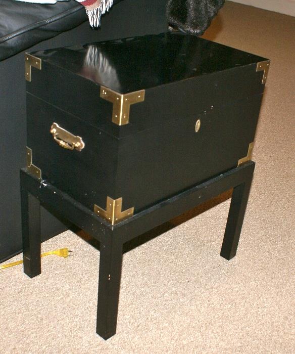 Black Lacquer Covered Chest on Stand