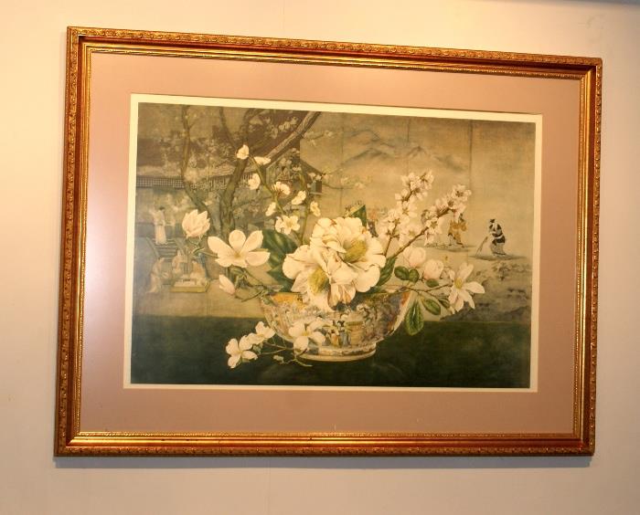 Framed Oriental Floral Print  
