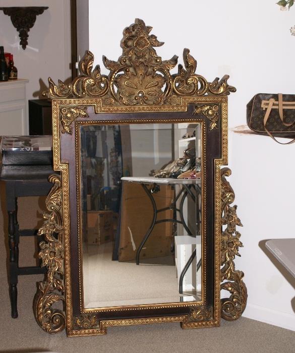 Large Ornate Beveled Glass Wall Mirror 