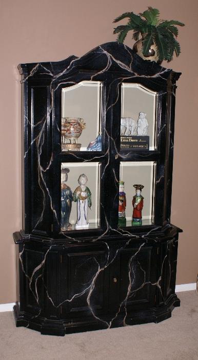 Faux Finish Hand Painted China Cabinet 