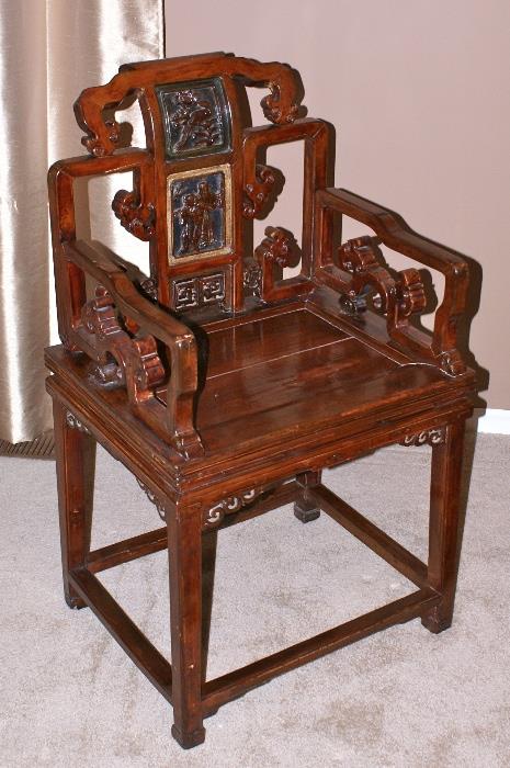 C.1890's Qing Dynasty Antique Straight Chair W/C.O.A. 