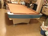 Immaculate 1963 Brunswick Pool Table with Accessories 8 Foot Table Gold Crown