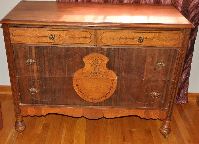 Antique Burl Walnut 4 drawer dresser  No Mirror