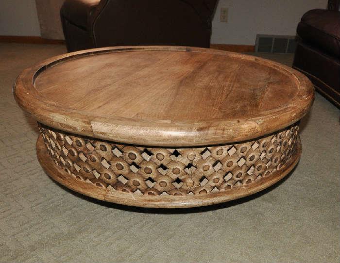 Carved Oak round coffee Table
