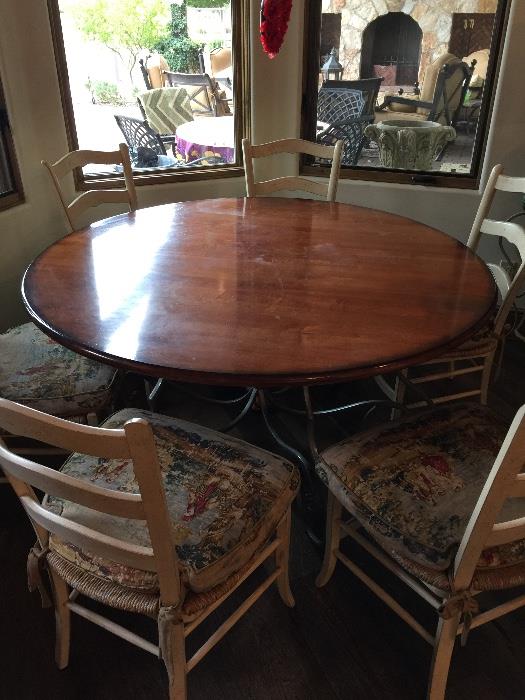 great table with iron base & French country chairs