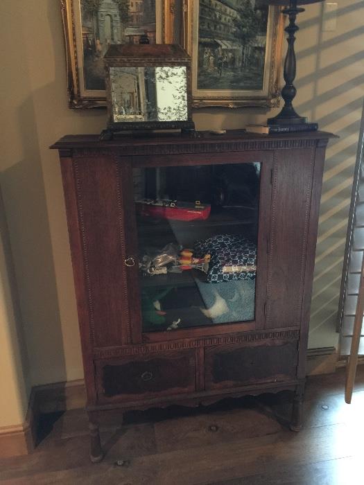 antique chest with glass door