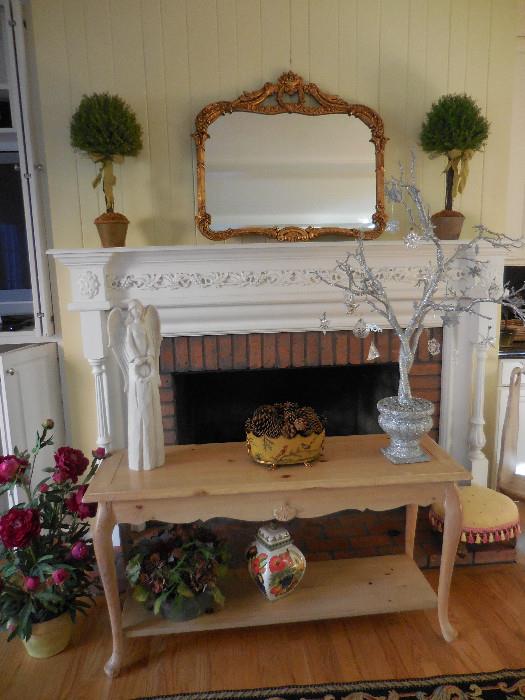 Pine Sofa Table, Ornate Mirror, Decor