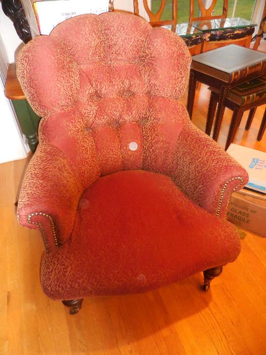 Arm Chair.Red with Flecks of Gold