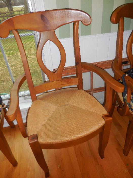 Knotty Pine Arm Chair/Rush Seat. (2) 4 Side Chairs