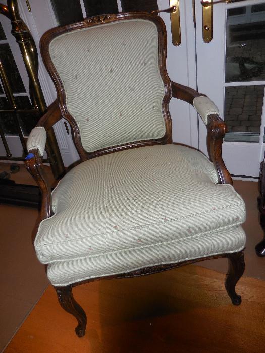 Drexel Heritage Floral Arm Chair.Mahogany Frame