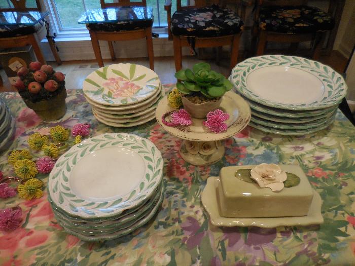 Hand Painted Dinner Plates, Salad Plates