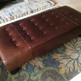 Large leather tufted ottoman
