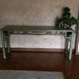 12' faux (green) painted "prayer table" console
