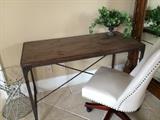 Industrial flat top desk with desk chair