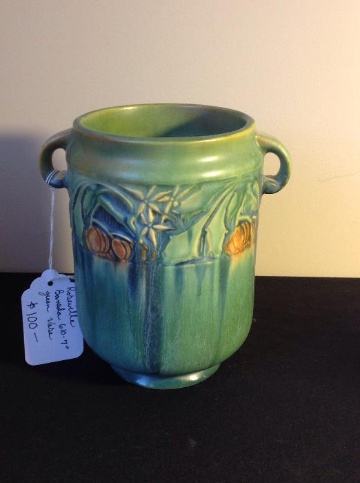 Roseville Baneda Green Vase Approx 9 inches tall