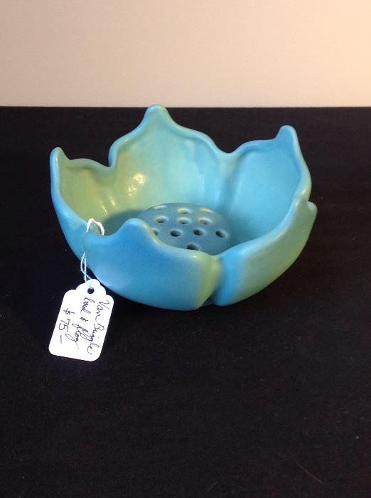 Van Briggle Pottery Bowl with Flower Frog