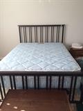 Mission style reproduction metal queen sized bed and queen sized mattress sets