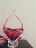 Beautiful 12.5" tall signed Rubin art glass basket