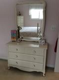 Traditional antique white dresser with mirror