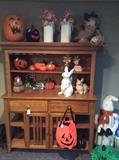 Storage hutch with wine rack, holiday accents 