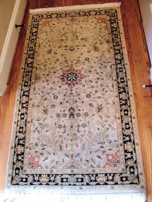 Wool and silk hand-knotted rug, approx. 2x4