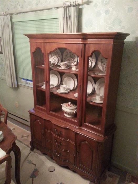 Bassett cherry wood china cabinet (smaller side).