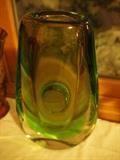 Gorgeous green art glass vase