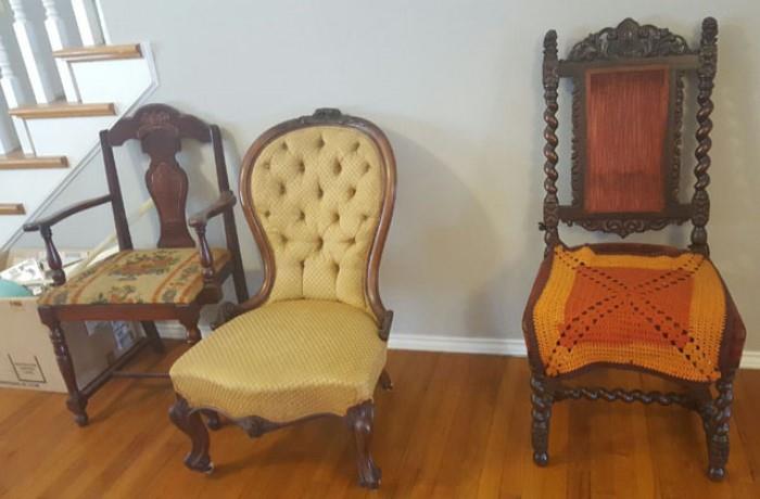 Victorian Parlor Chairs, Barley Swirl 