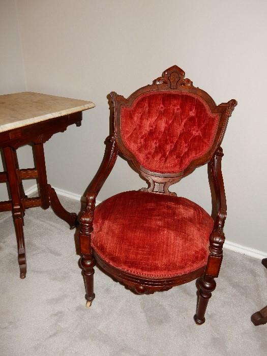 Victorian Rose Cut Parlor Side Chair