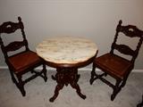 Round Victorian Marble Top Table with Side Chairs Sold Separately