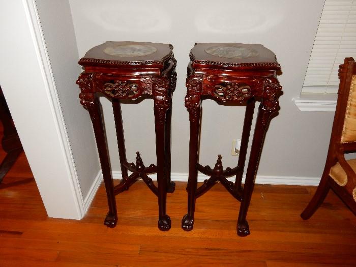 Mahogany Table/Fern Table Stand with Marble inlay