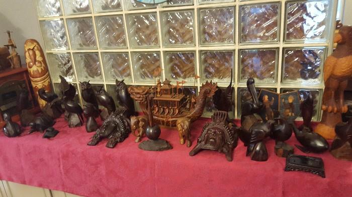 Assorted Carvings~Rosewood and various other types of wood.