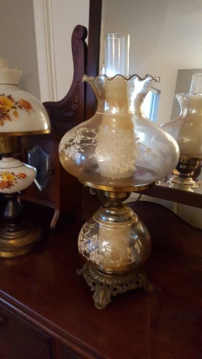 Gone With the Wind Style Lamp Clear with Floral Overlay
