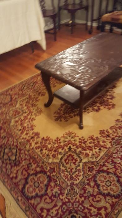 Area Rug, Exquisitely Carved Coffee Table