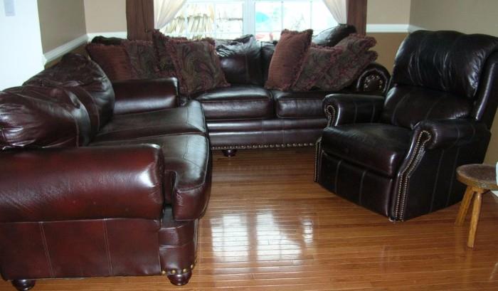 Bonded leather oversized furniture would be great for a mancave .. needs some fix-up but super comfortable.