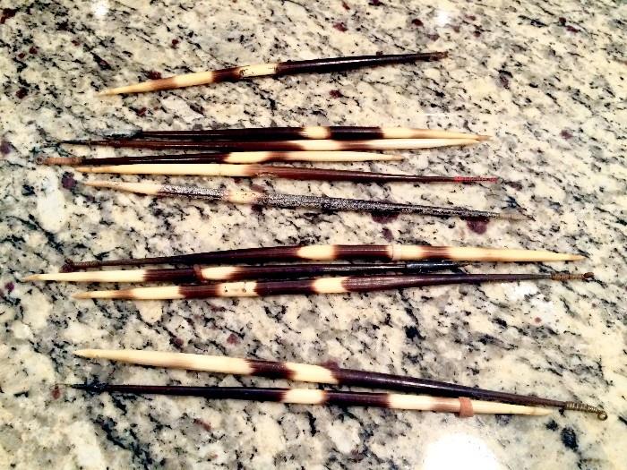 Porcupine quill fishing floats