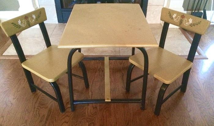 Mid-century children's wood/metal table and chair set