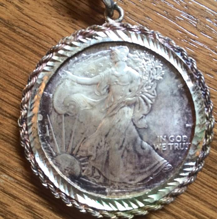 Silver half dollar pendant