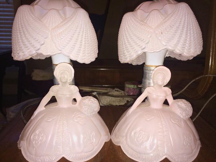 Vintage molded-glass lamps