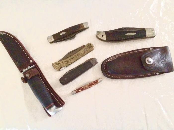 Pocket and other knives, three by Case