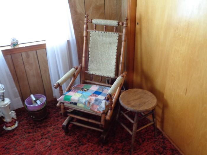 Nice Rocking chair, sits on frame with spring-load returns .
