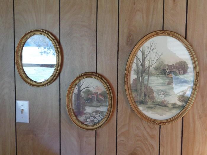 Nice  oval framed art pieces  .