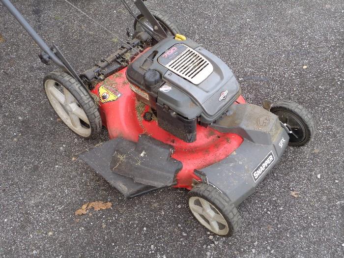 Front view of Snapper self-propelled mower .