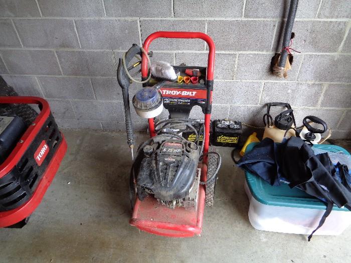 Troy-Built pressure washer, featuring Briggs and Stratton engine. 