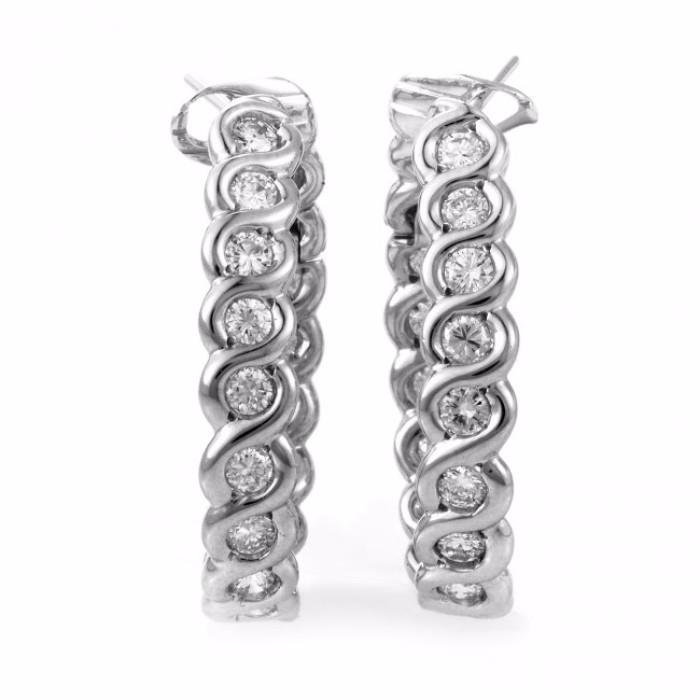 Van Cleef & Arpels 18K White Gold Diamond Hoop Earrings