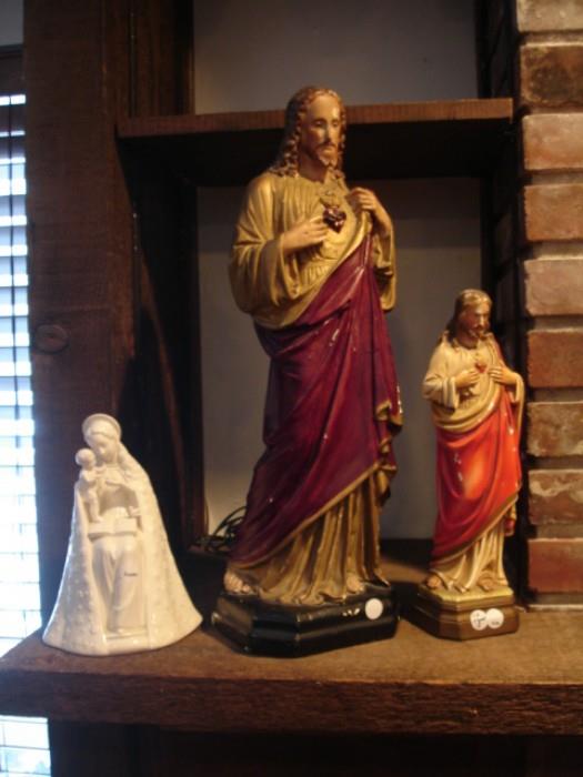 Religious statues, Blessed Virgin Mary, Sacred Heart of Jesus