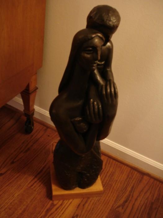 Contemporary sculpture, mother and child