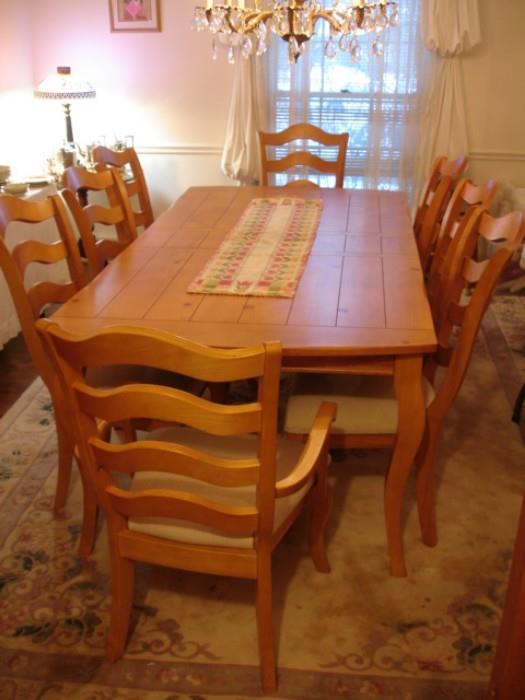 French rustic-style dining table and chairs